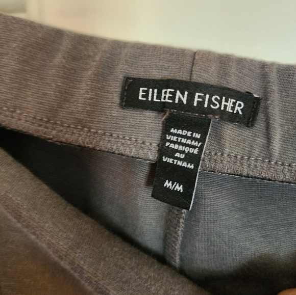 Eileen Fisher pull on wide leg crop pant size medium career classic charcoal - Picture 8 of 8
